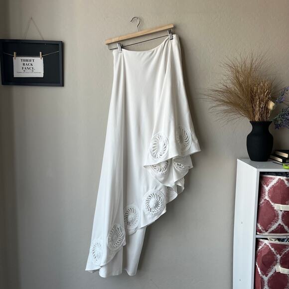 Elexiay Dress Crochet Abia White Draped One Shoulder Kaftan Maxi Dress Size S - Picture 2 of 12